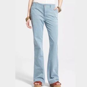 Free People Light Wash Striped Jeans